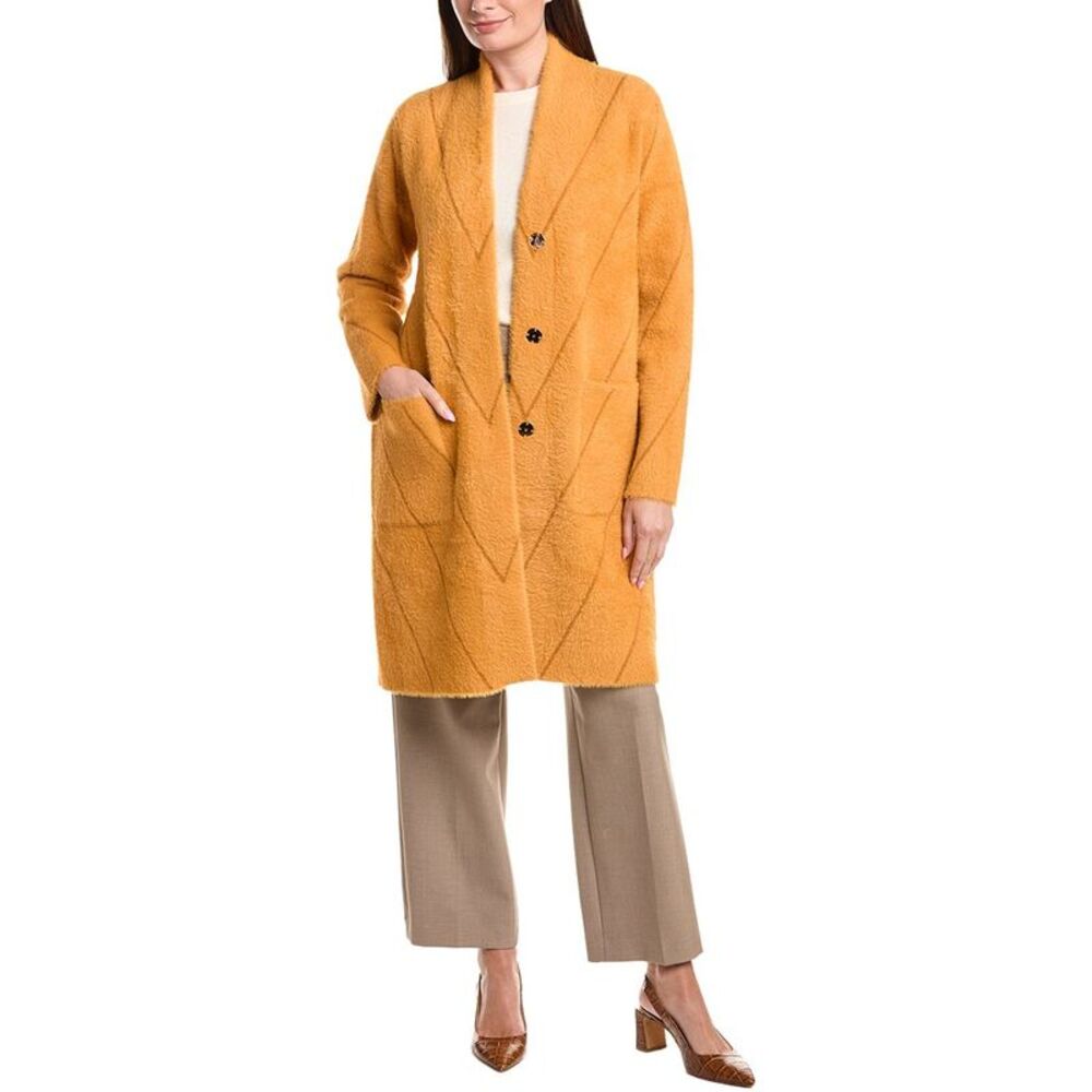 Joseph Ribkoff Womens  Fuzzy Eyelash Coat, Yellow